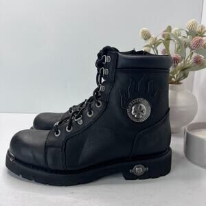 Harley Davidson Diversion Casual Motorcycle Boots Leather Black Mens Size 10.5M